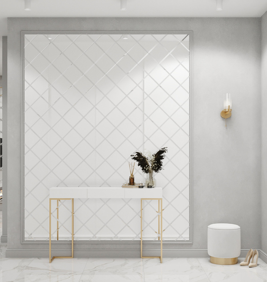 Квартира с современной гостиной с отсылками к ар-деко. Проект 2022 года