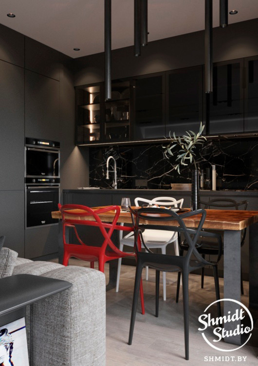 Проект интерьера "Black", Минск, 75м.кв