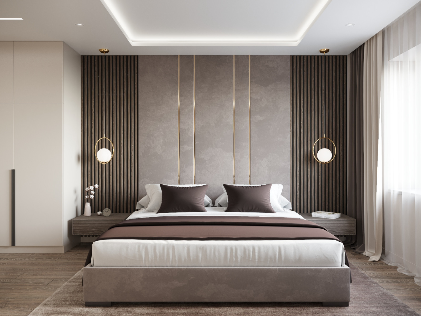 Обложка проекта: Спальня в бежевом цвете