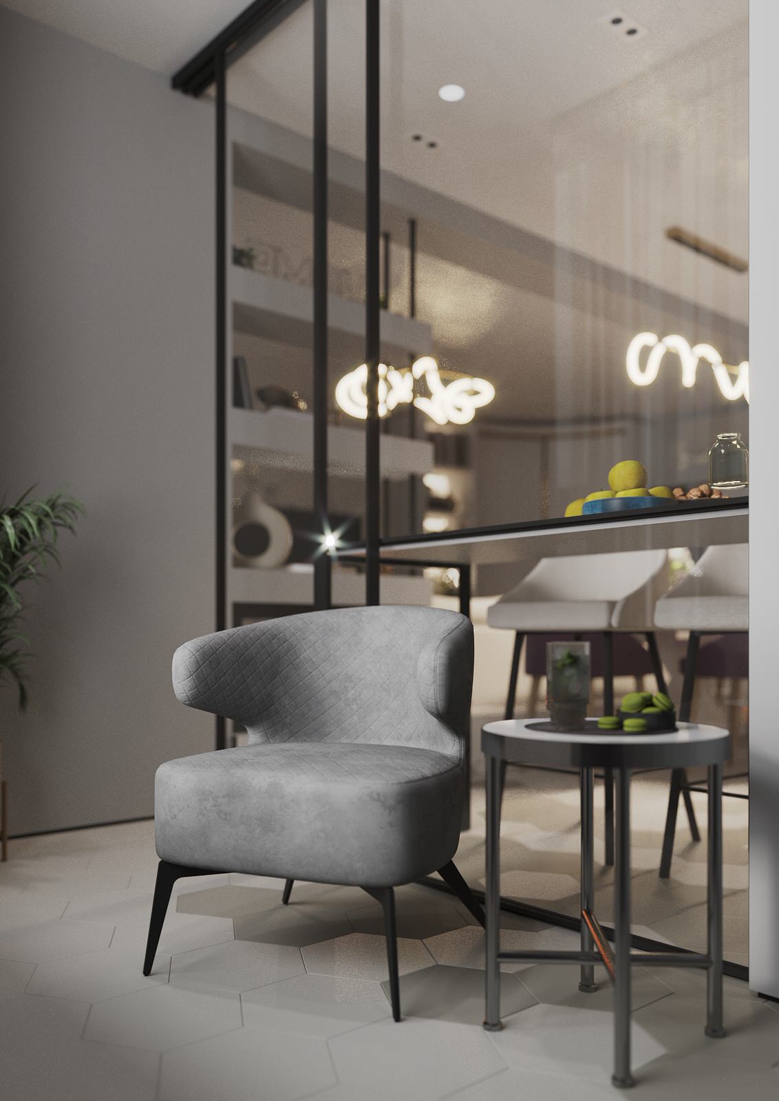 Interior design of an apartment with a beauty salon