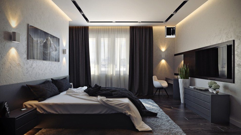 Дизайн интерьера спальни: эффектная контрастность