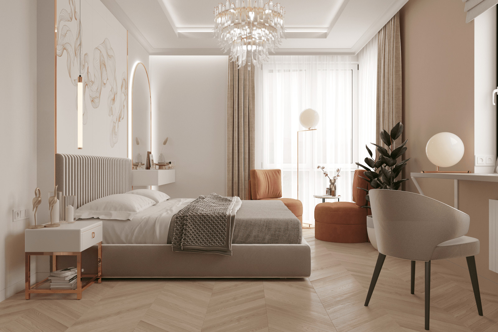 Просторная квартира в нежных оттенках со стильными элементами декора