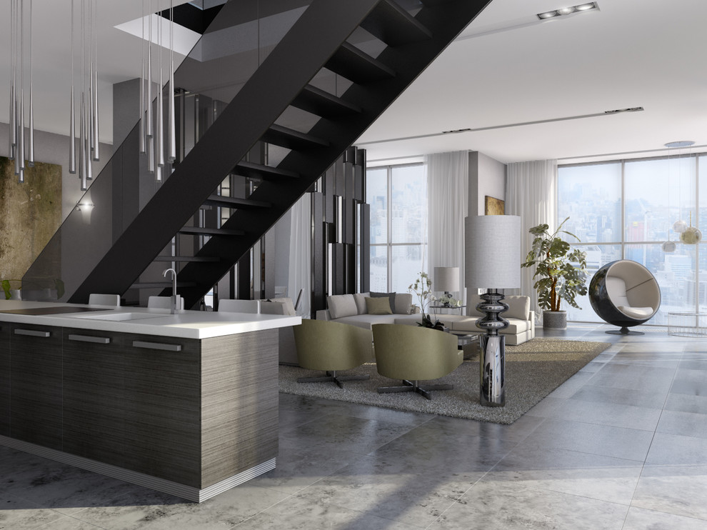 Апартаменты в Нью-Йорке, гостиная, вид от кабинета