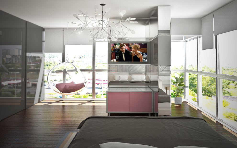 Спальня с подвесным креслом