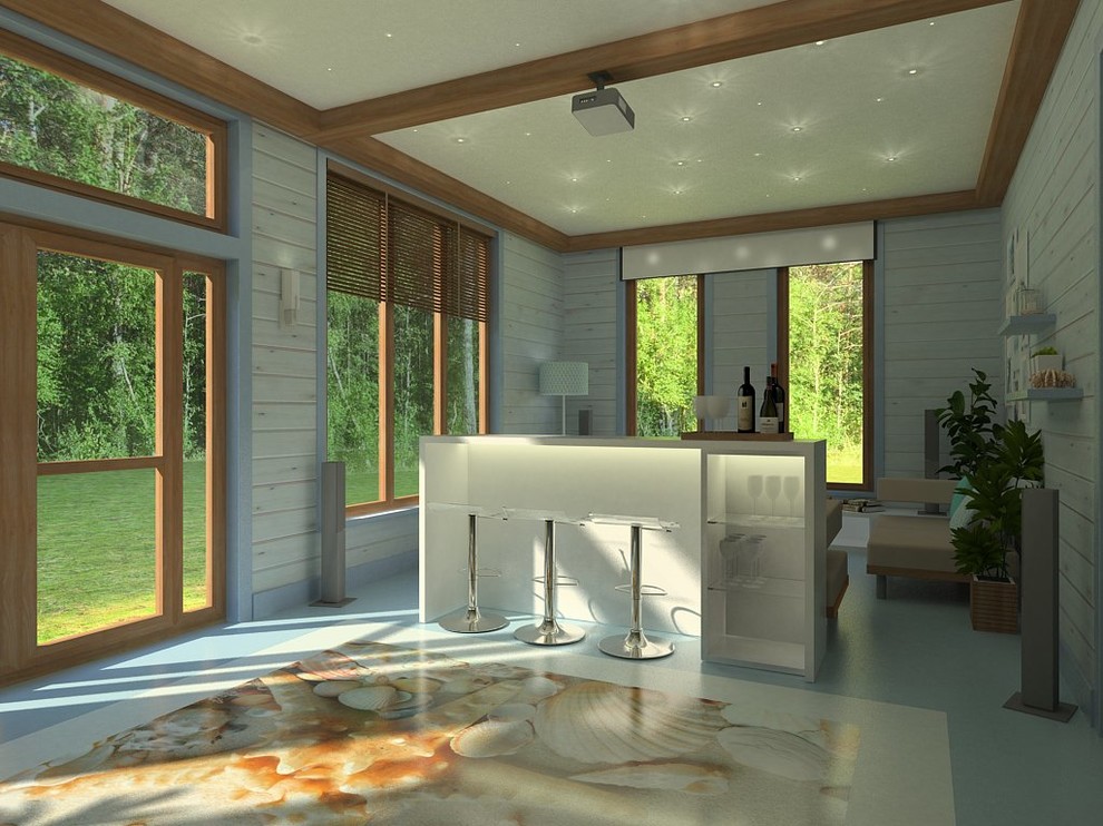 Дизайн комнаты отдыха с сауной и бассеином