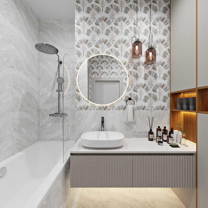 Обложка проекта: Санузел с обоями