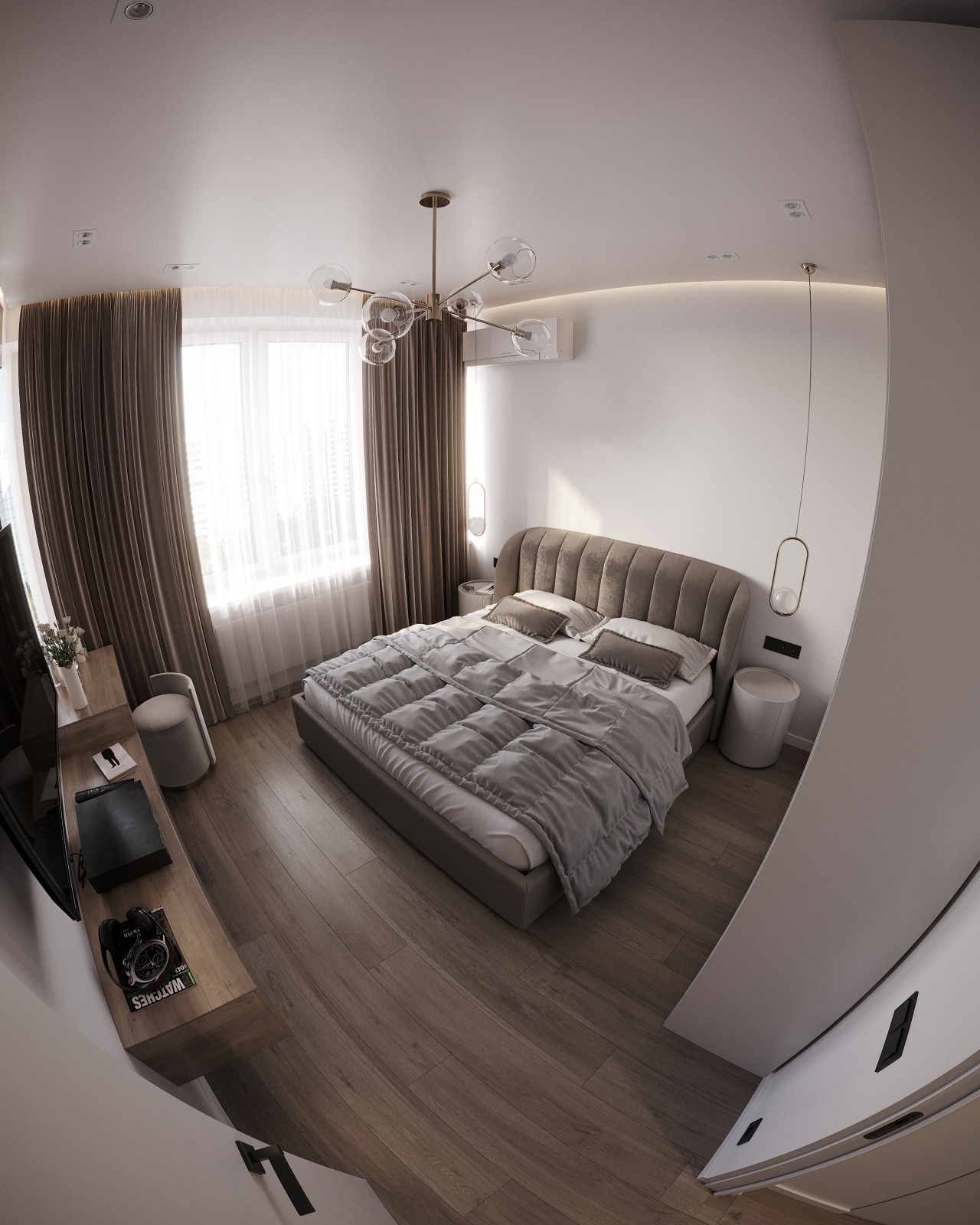 Дизайн и 3д-визуализация спальни в ЖК Преображение