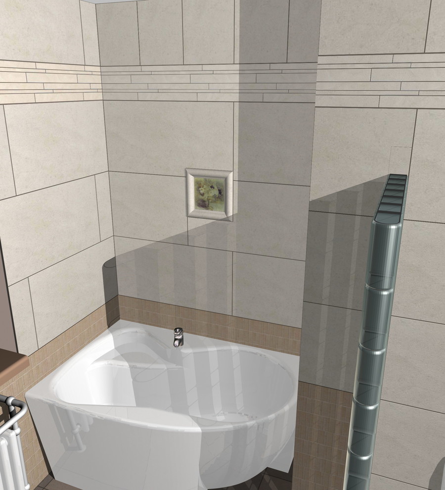 санузел с ванной и кабиной