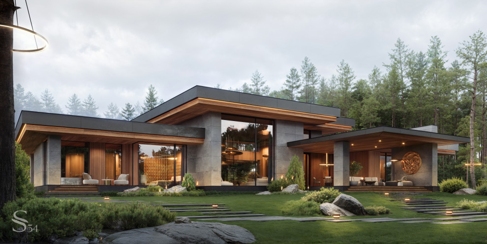 Два крыла дома объединяет гостиная