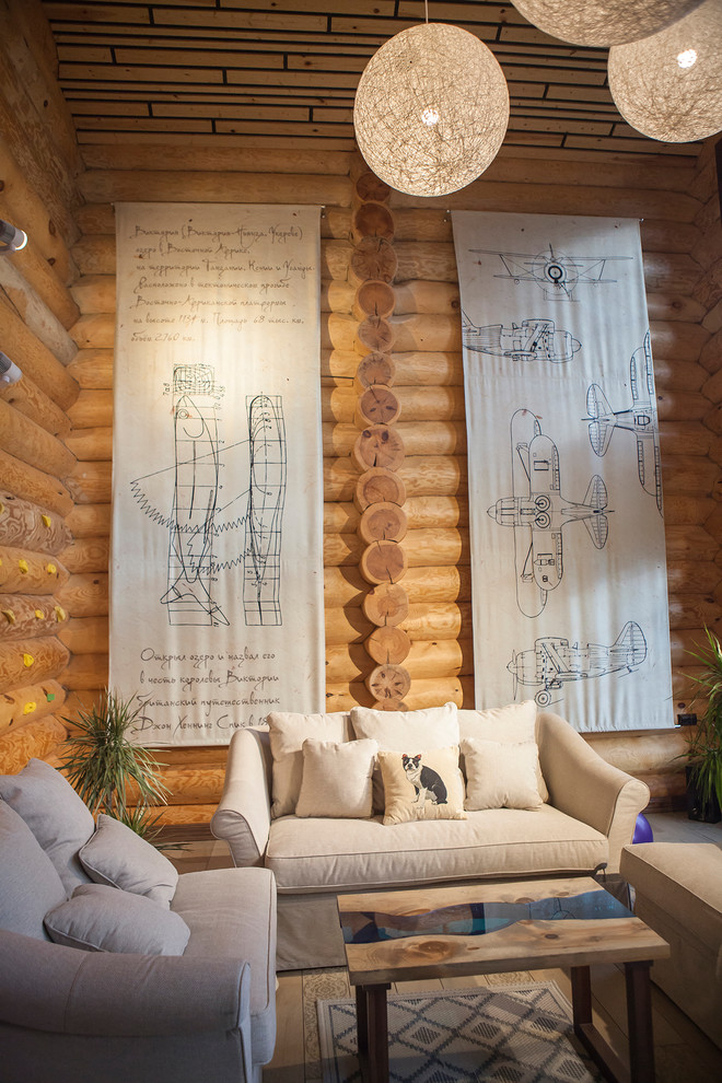 гостиная в бревенчатом доме