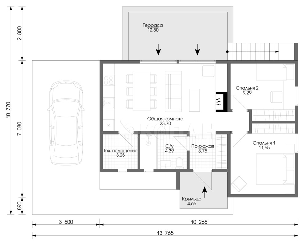 Компактный коттедж 56 кв.м.