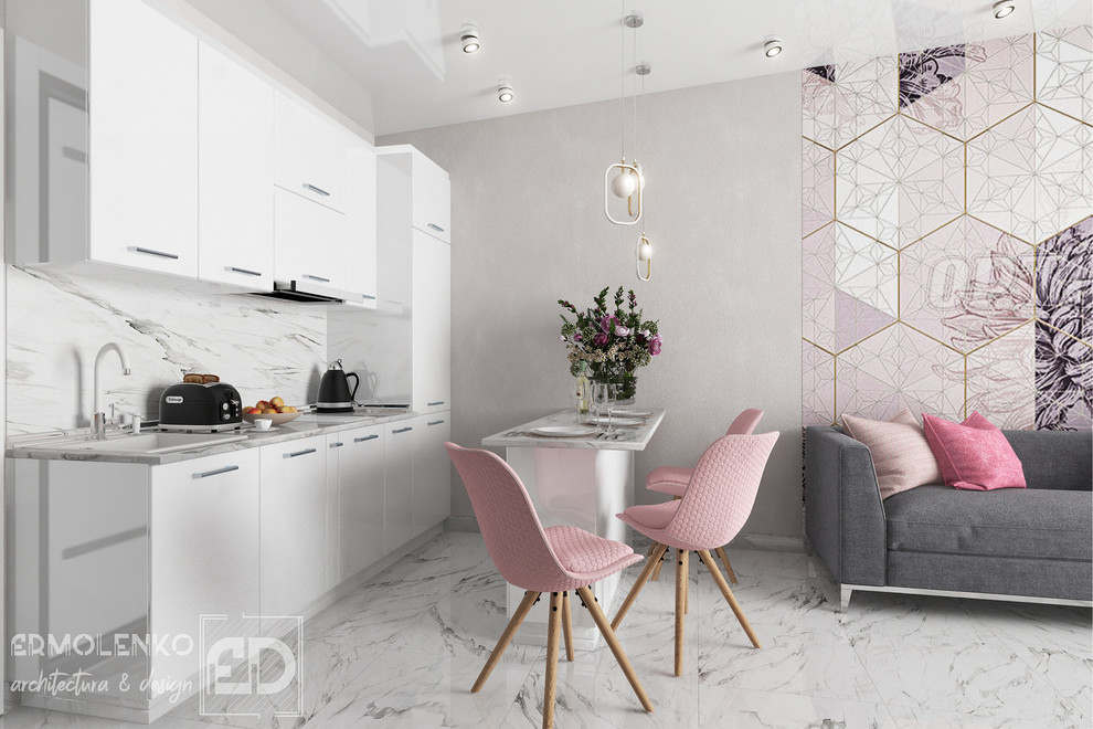 Квартира в Сочи ЖК "Раз, два, три". Гостиная, кухня.