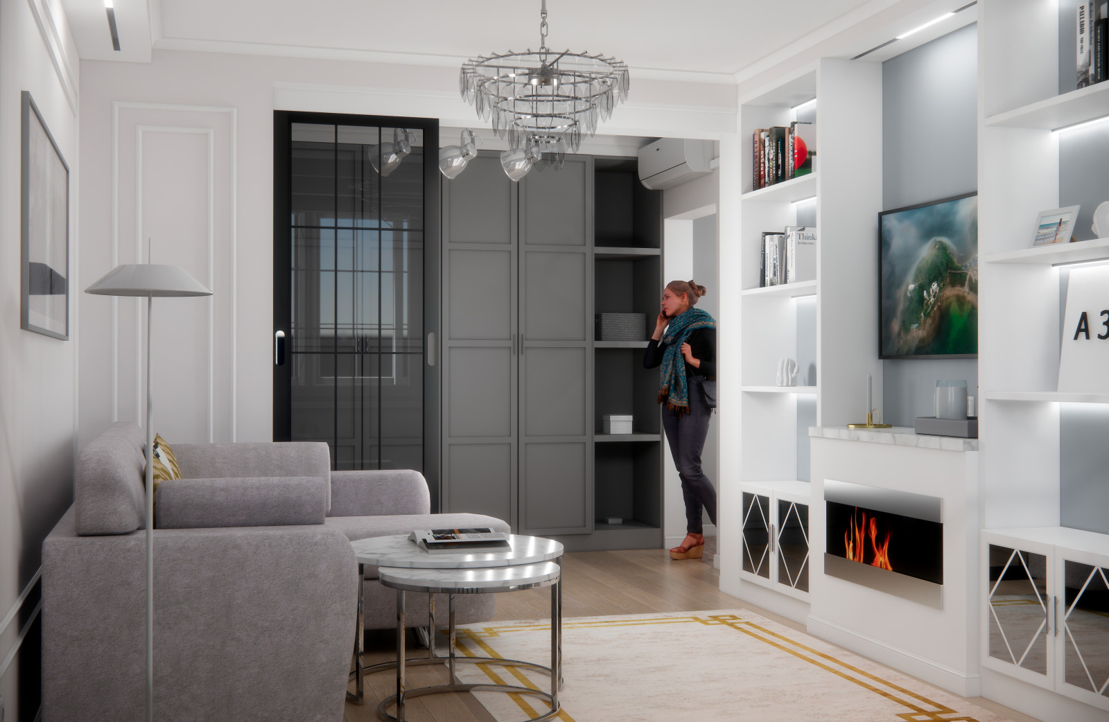 Гостиная, холл и балкон, Нарвская