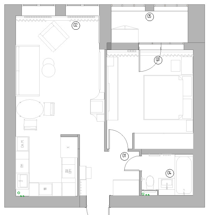 Обложка проекта: Дизайн-проект квартиры 60 кв. м. ЖК Эталон на Неве г. Санкт-Петербург