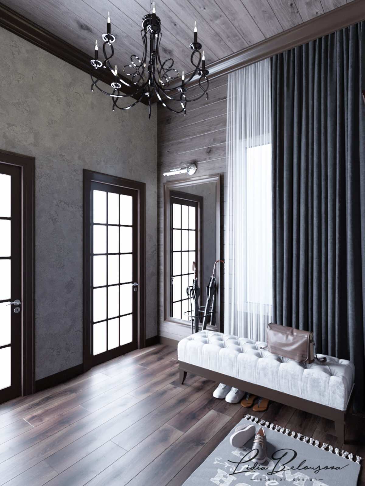 Обложка проекта: Прихожая в доме в стиле шале