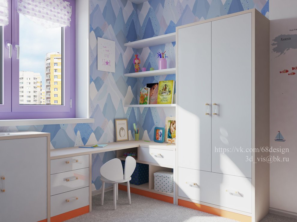 Дизайн и визуализация детской для двух девочек