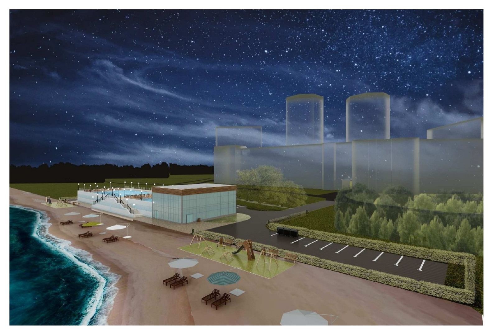 Обложка проекта: Зона отдыха с открытым бассейном