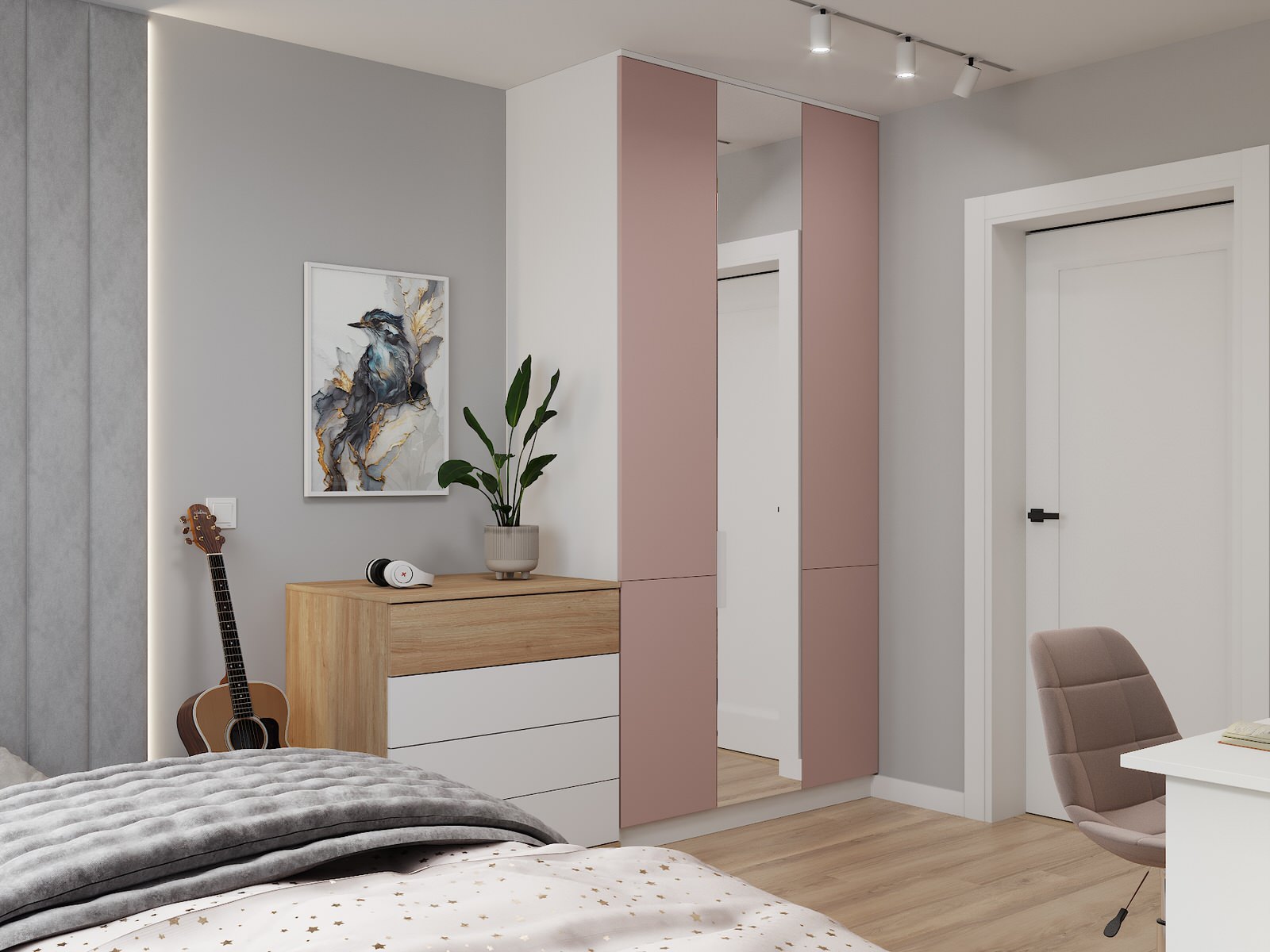 Визуализация дизайн-проекта квартиры 95 м кв, для пары с ребенком