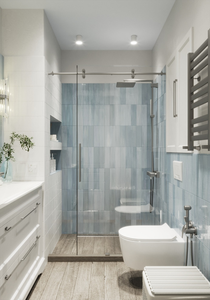 Душевая в голубых тонах