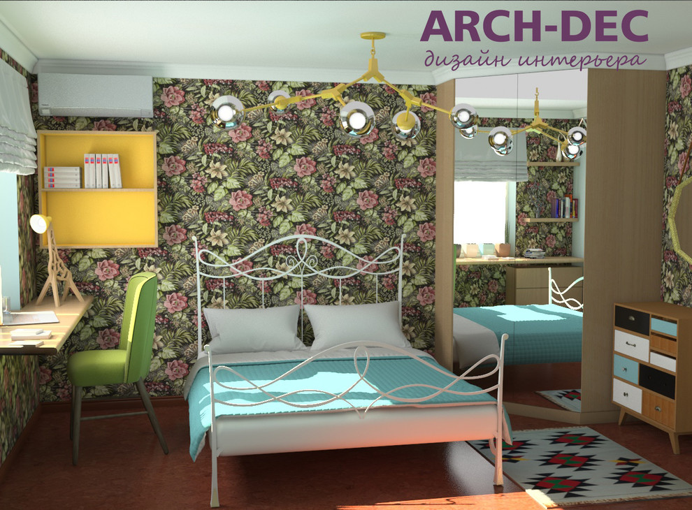 Спальня-кабинет в африканском-современном стиле.