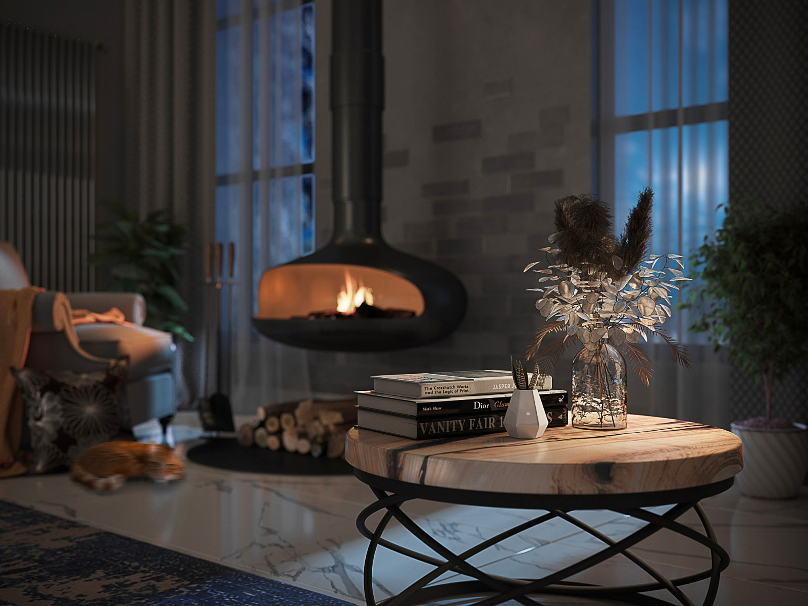 Каминная зона первого этажа