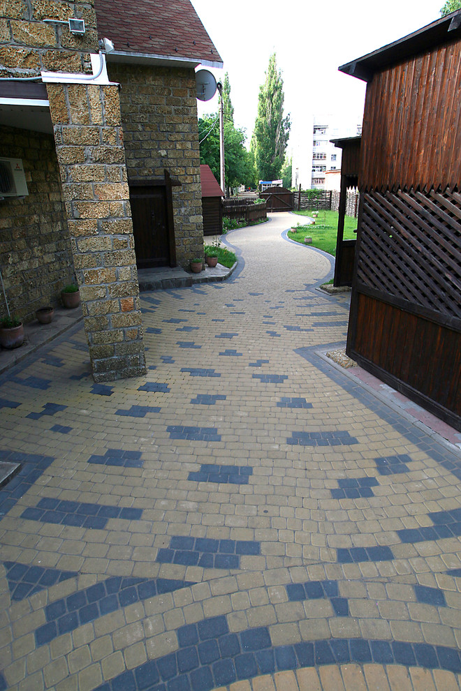 варианты мощения тротуарной плиткой