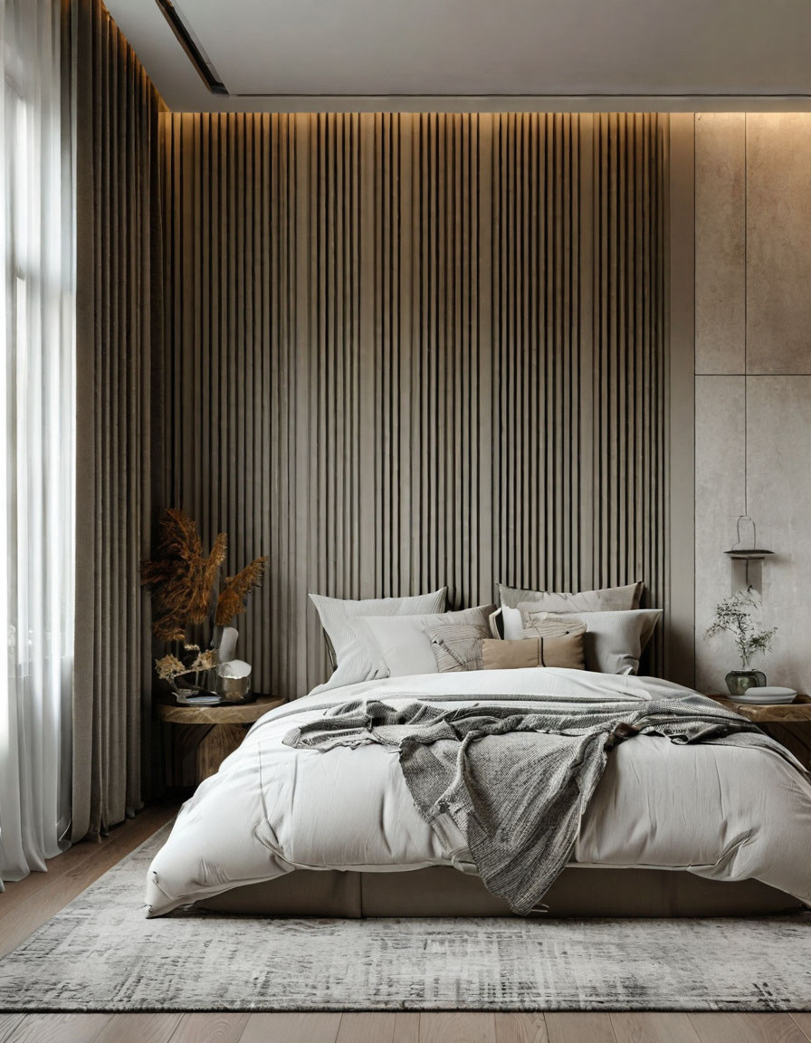 Современные спальни с различным декором и панелями