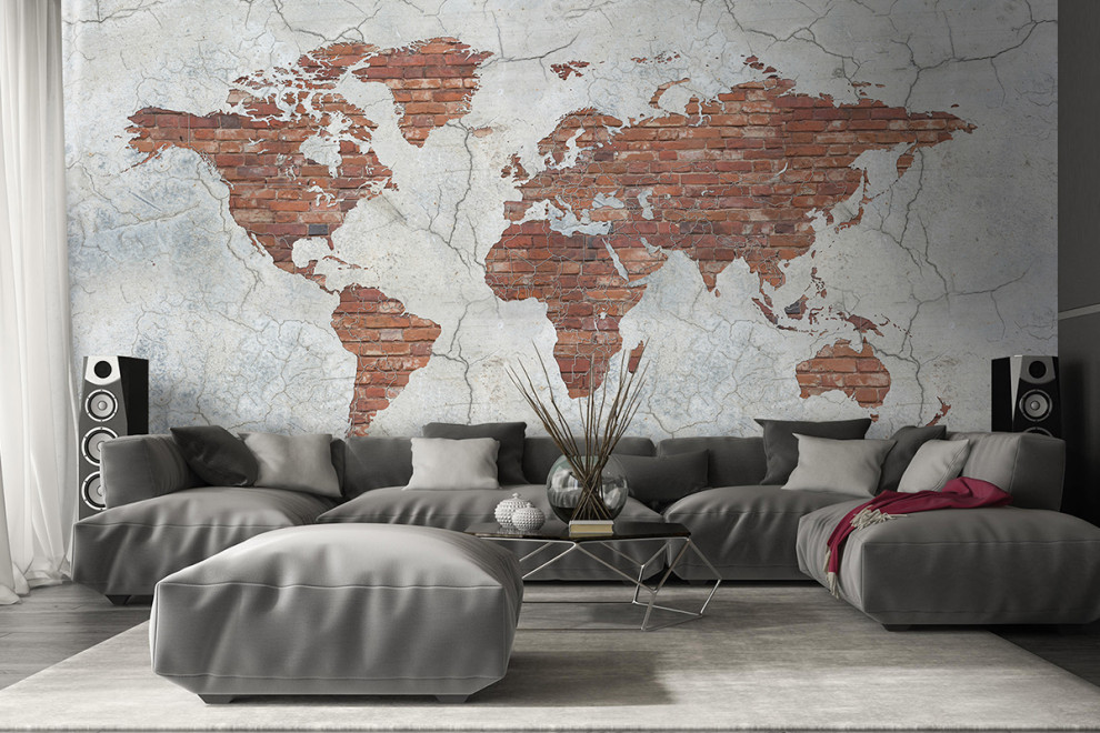 Фотообои Карта мира Лофт бетон