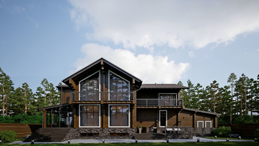 Проект дома из клееного бруса WOOD RESIDENCE 400 м^2