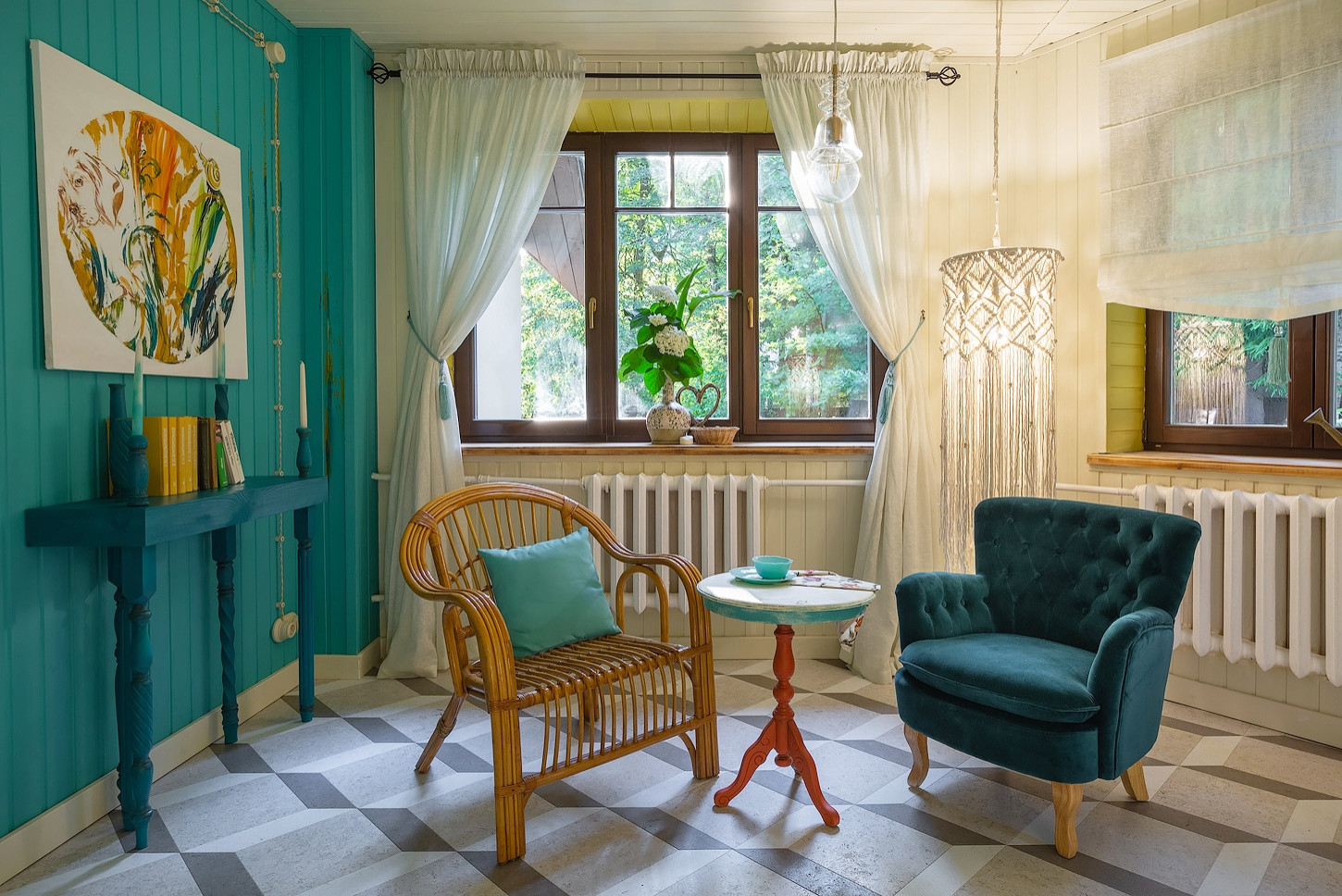 ВЕРАНДА В ДОМЕ. СТОЛОВАЯ ЦВЕТА ТИФАННИ.