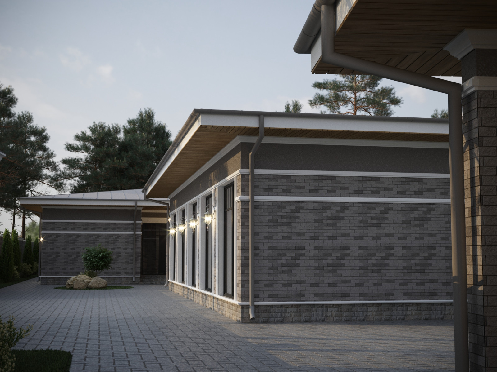 Одноэтажный дом в стиле Райта