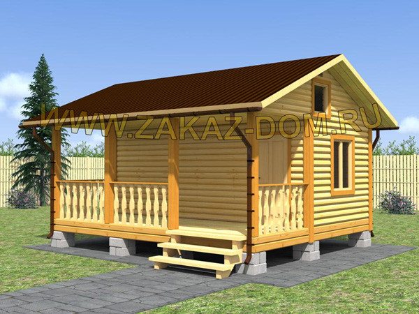 Обложка проекта: Баня из профилированного бруса (5х6 м) - Проект № Б-22