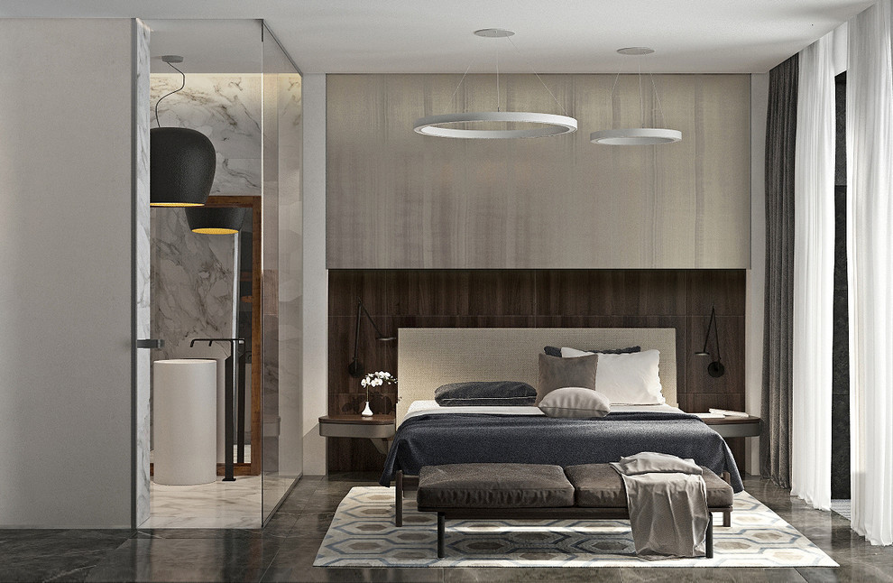 Пол в спальне - мрамор Pietra Grey