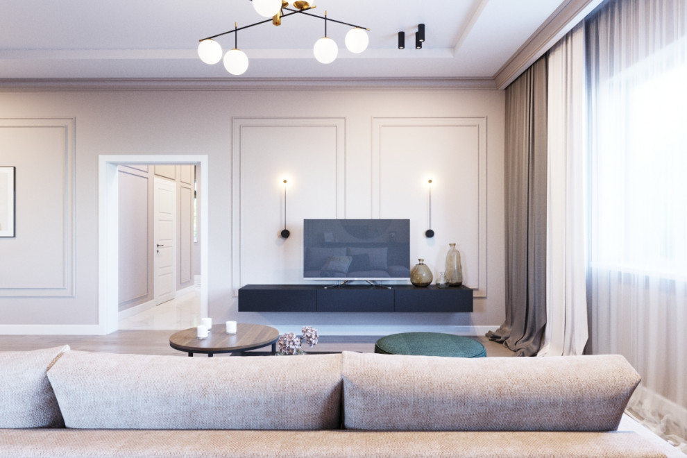 Коттедж с камином, современная классика