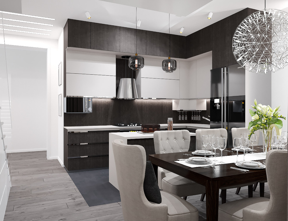 Кухня объединенная со столовой.