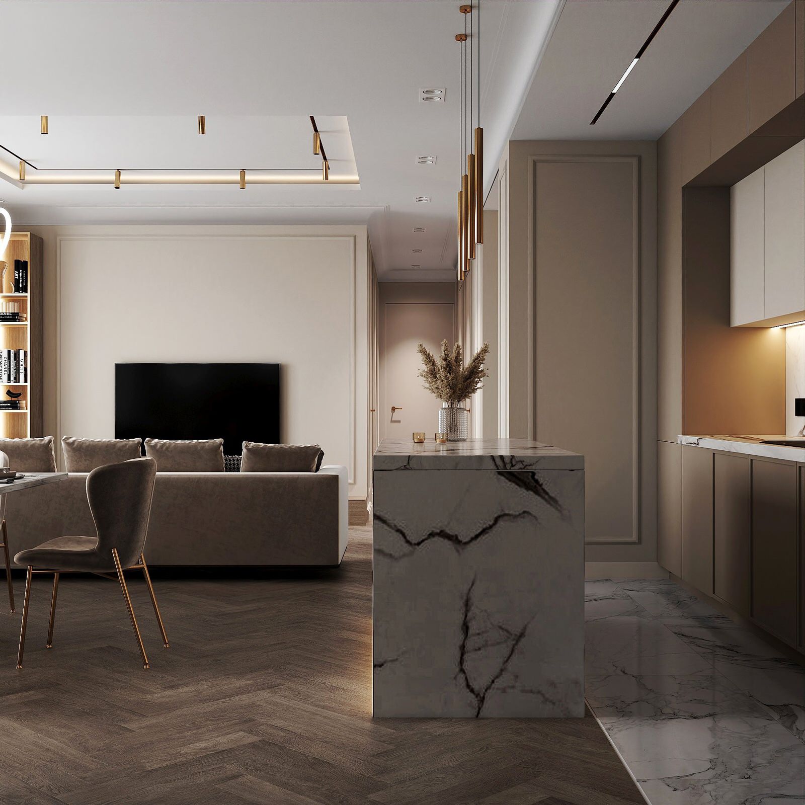 Дизайн кухни-гостиной