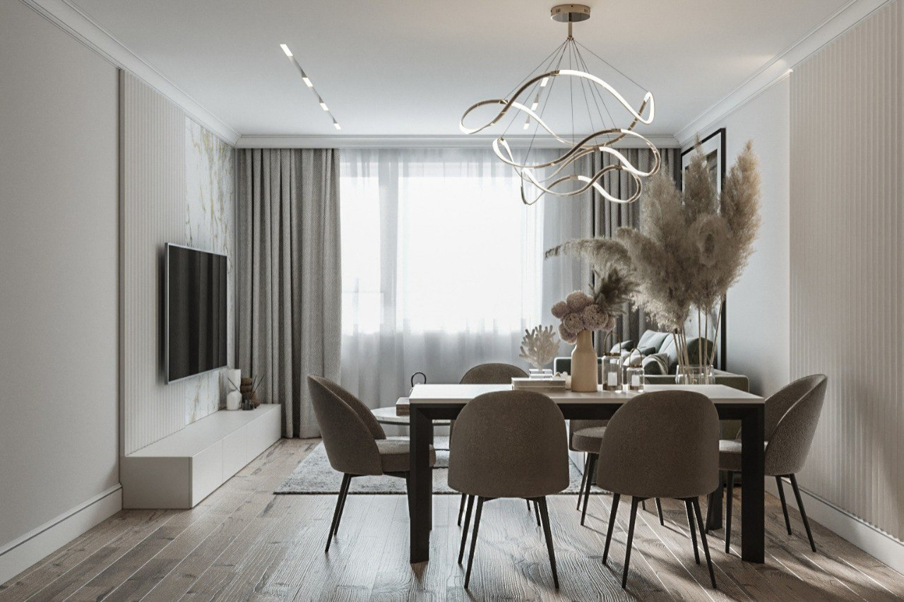 Кухня гостиная в проекте 100 кв м в ЖК Символ.