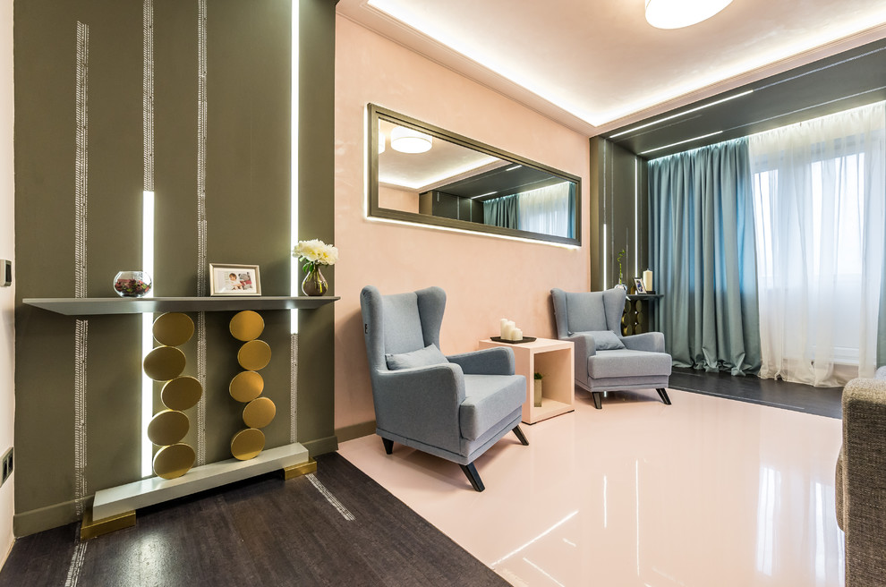 Гостиная под розовой пудрой