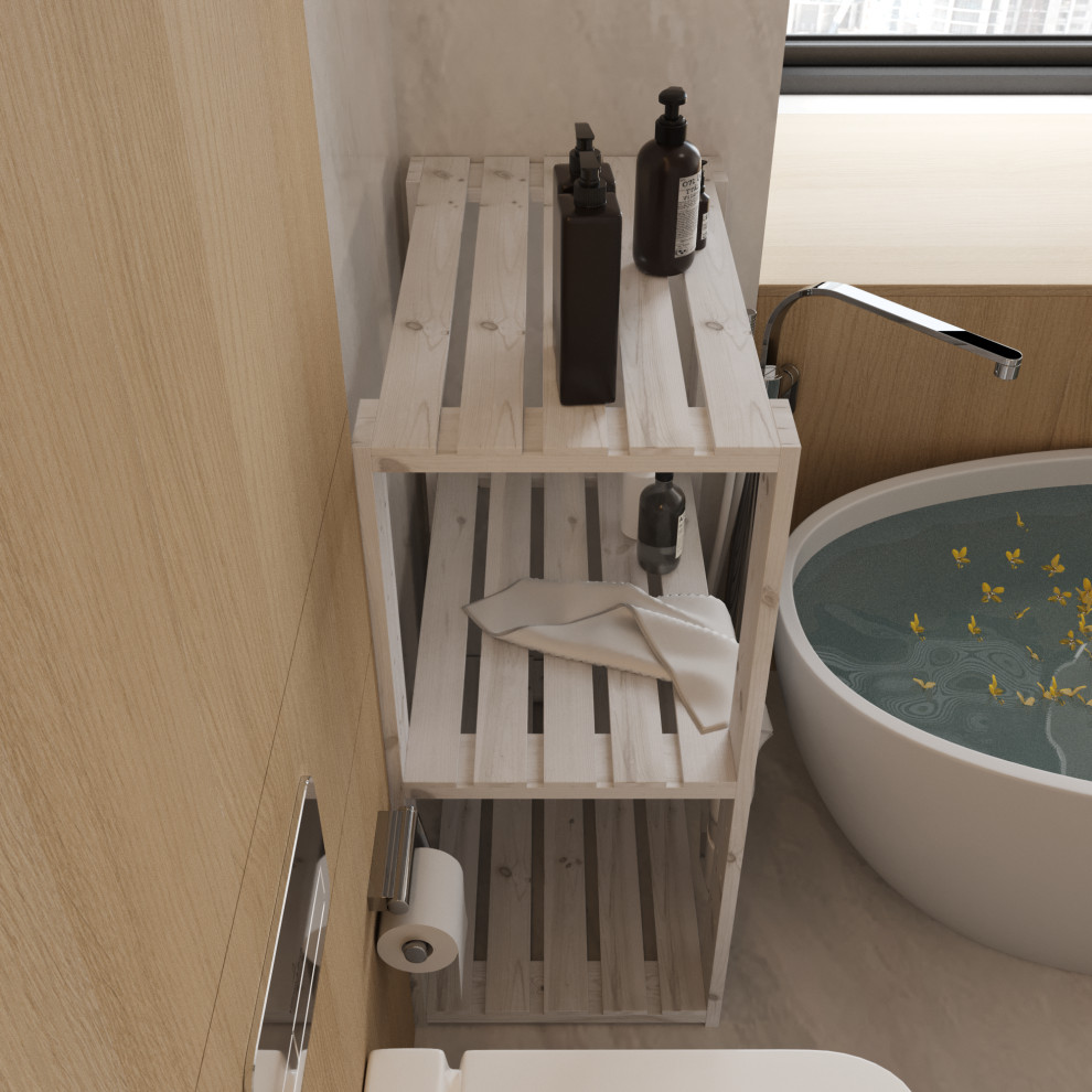 Стеллаж деревянный  БОР 1 в ванной