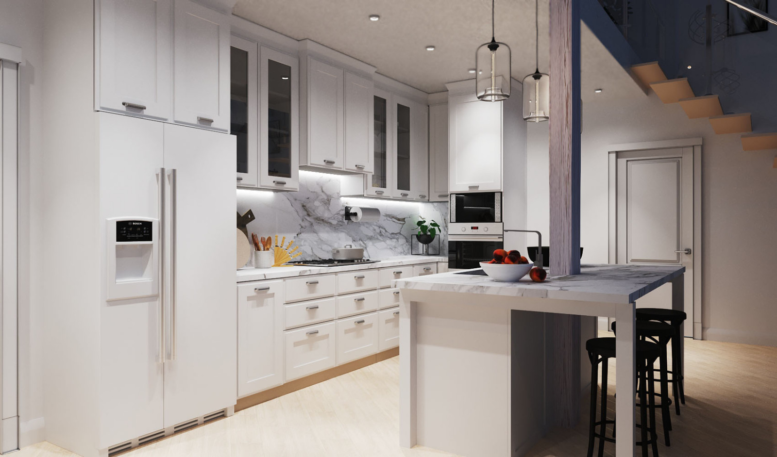 Загородный дом: кухня-гостиная