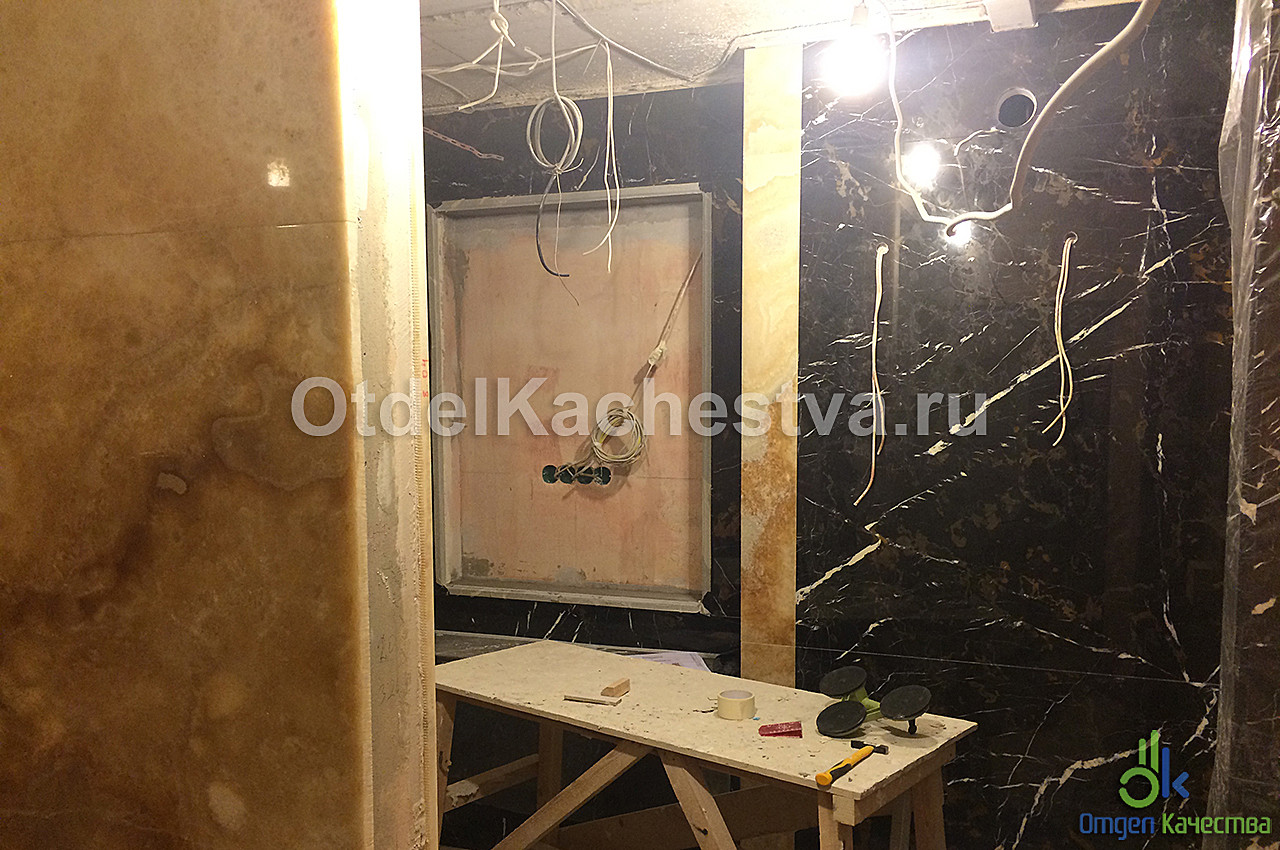 Укладка мрамора в ванной комнате
