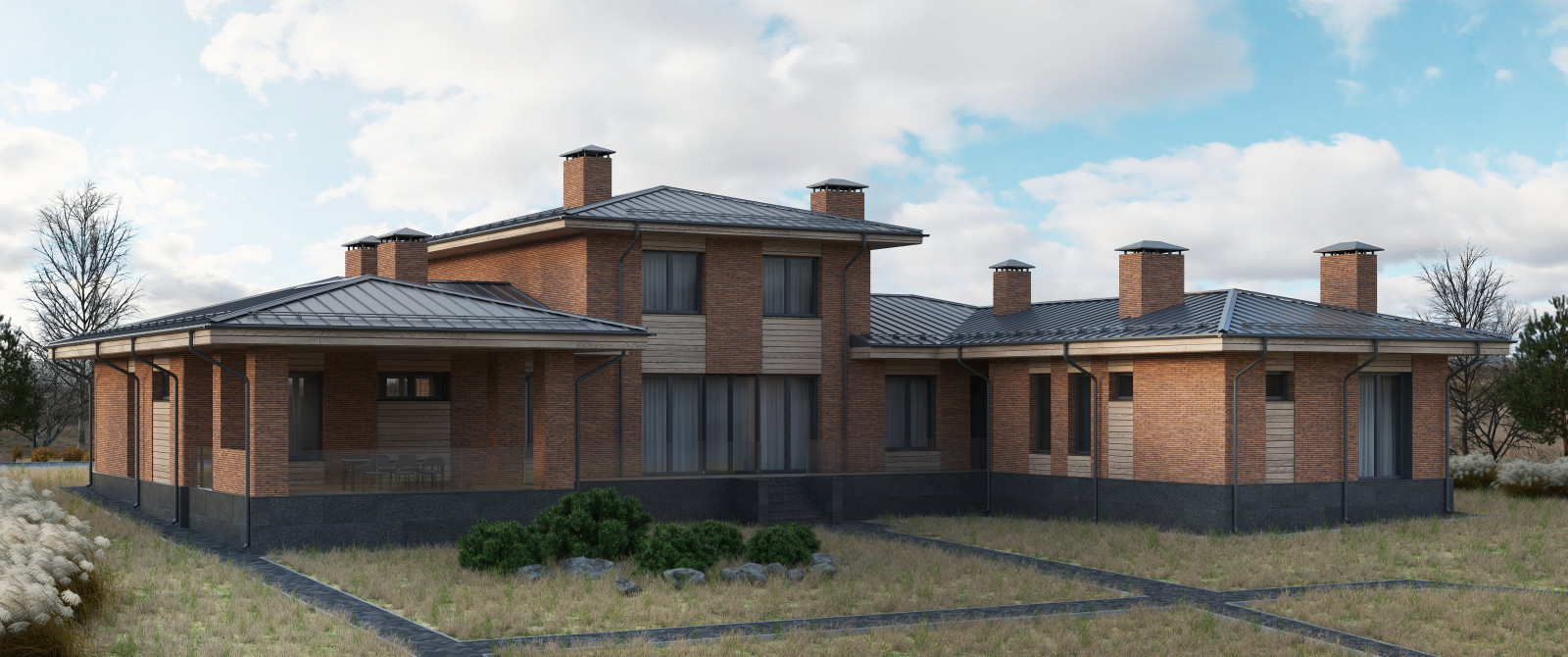 Проект | Загородная Резиденция | Стиль «Дом Прерий» Фрэнка Ллойда Райта | 2021