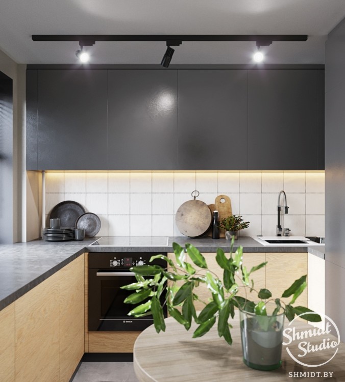 Проект интерьера "Black wall", Минск, 53 м.кв.