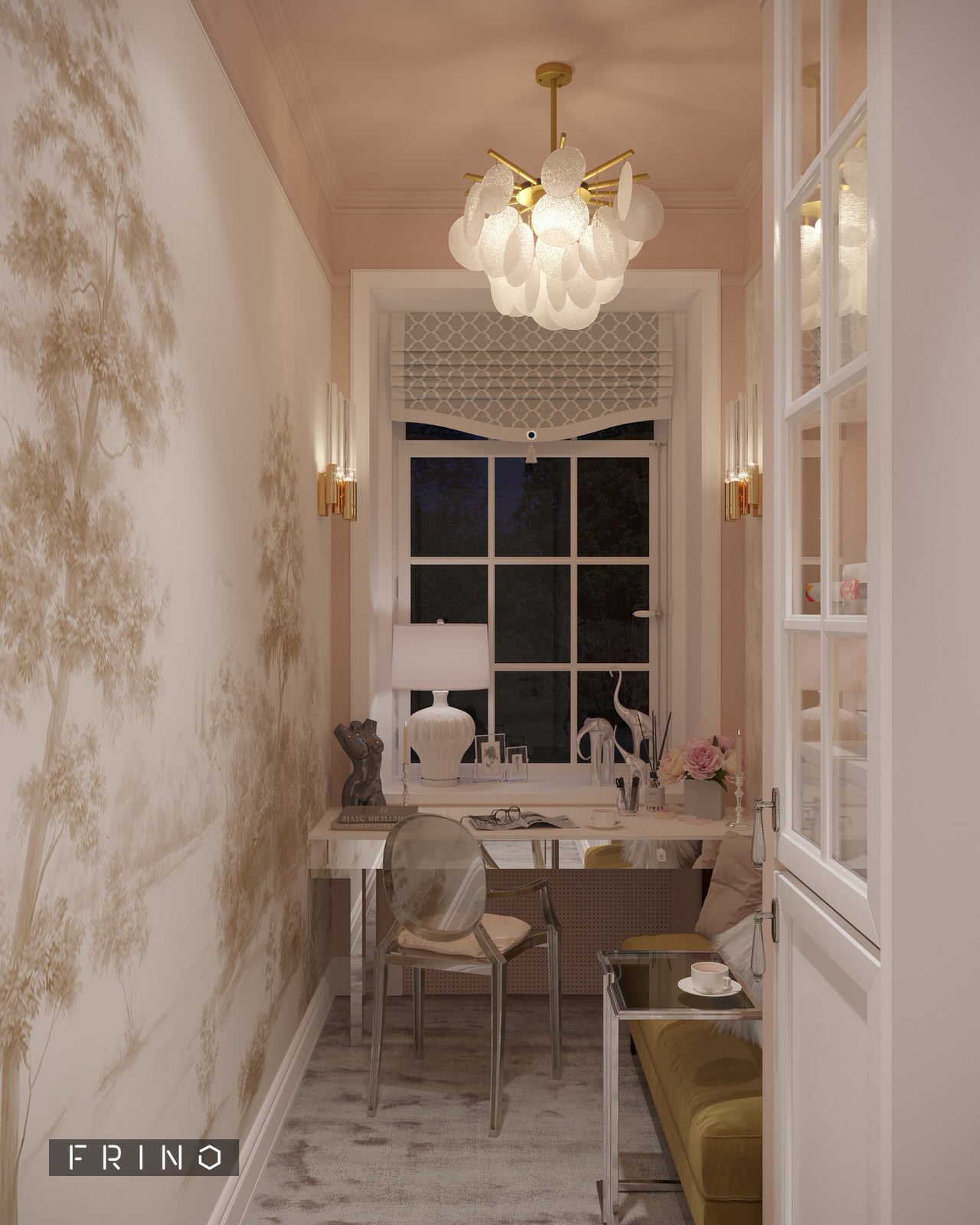 Женский кабинет в проекте "Жемчужная река". Студия  FRINO