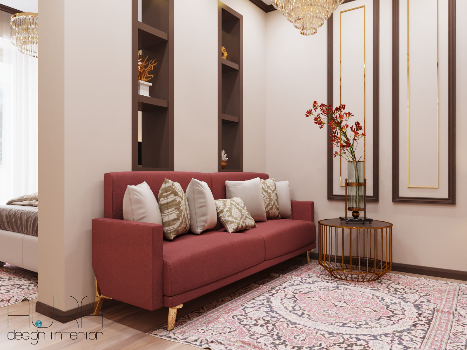 Дизайн квартиры, спальня гостиная в светлых тонах