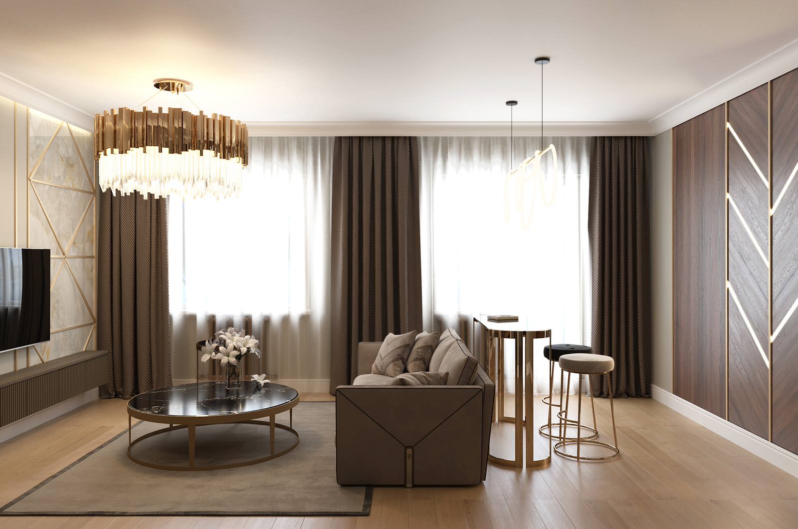 Гостиная и кухня в доме, г. Уфа, 2020 г.