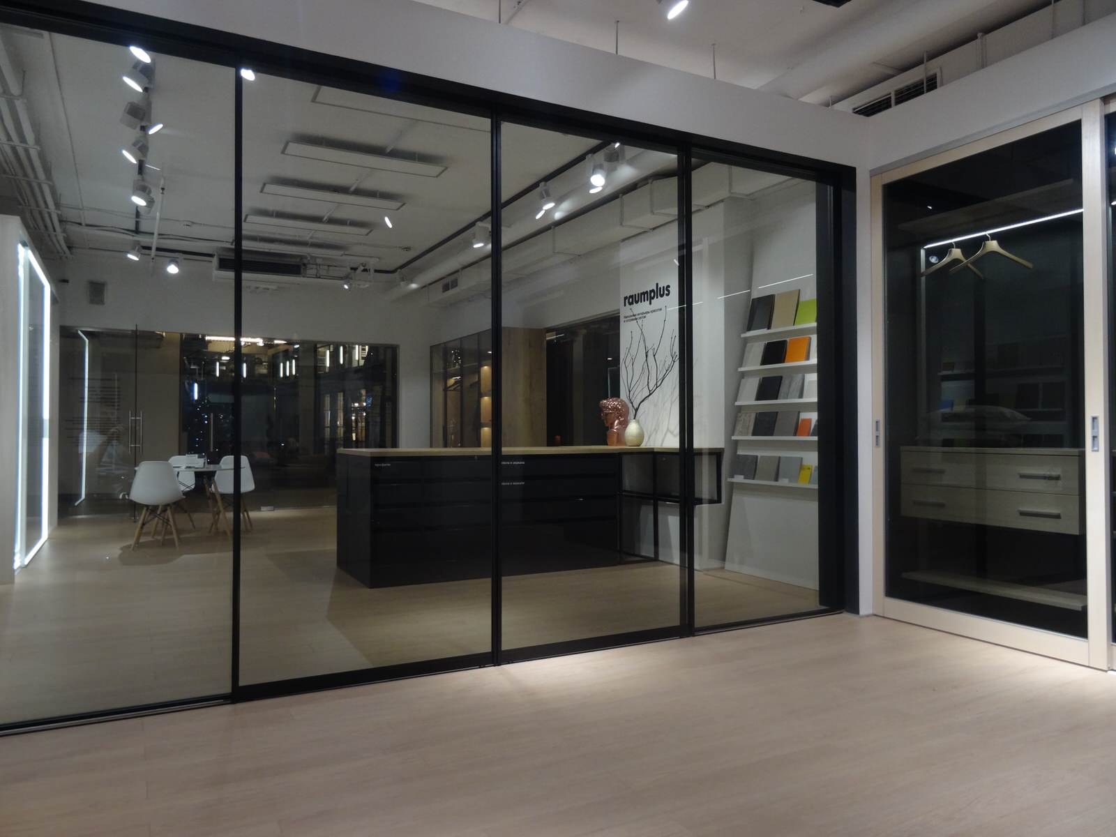 Раздвижные двери raumplus в темном профиле