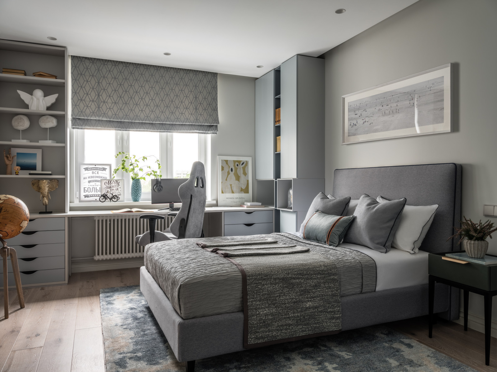 Houzz тур: Одна квартира из двух — интерьер в тёплых серых тонах