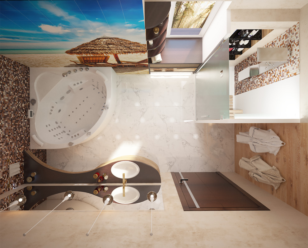 Ванная с мозаичным панно