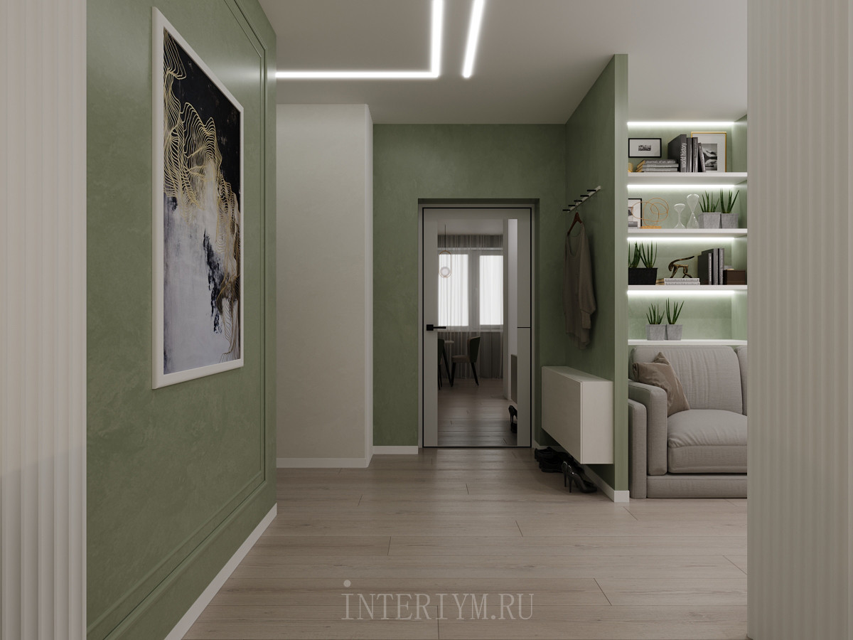 Дизайн кухни-гостиной-коридора в 2х-комнатной квартире